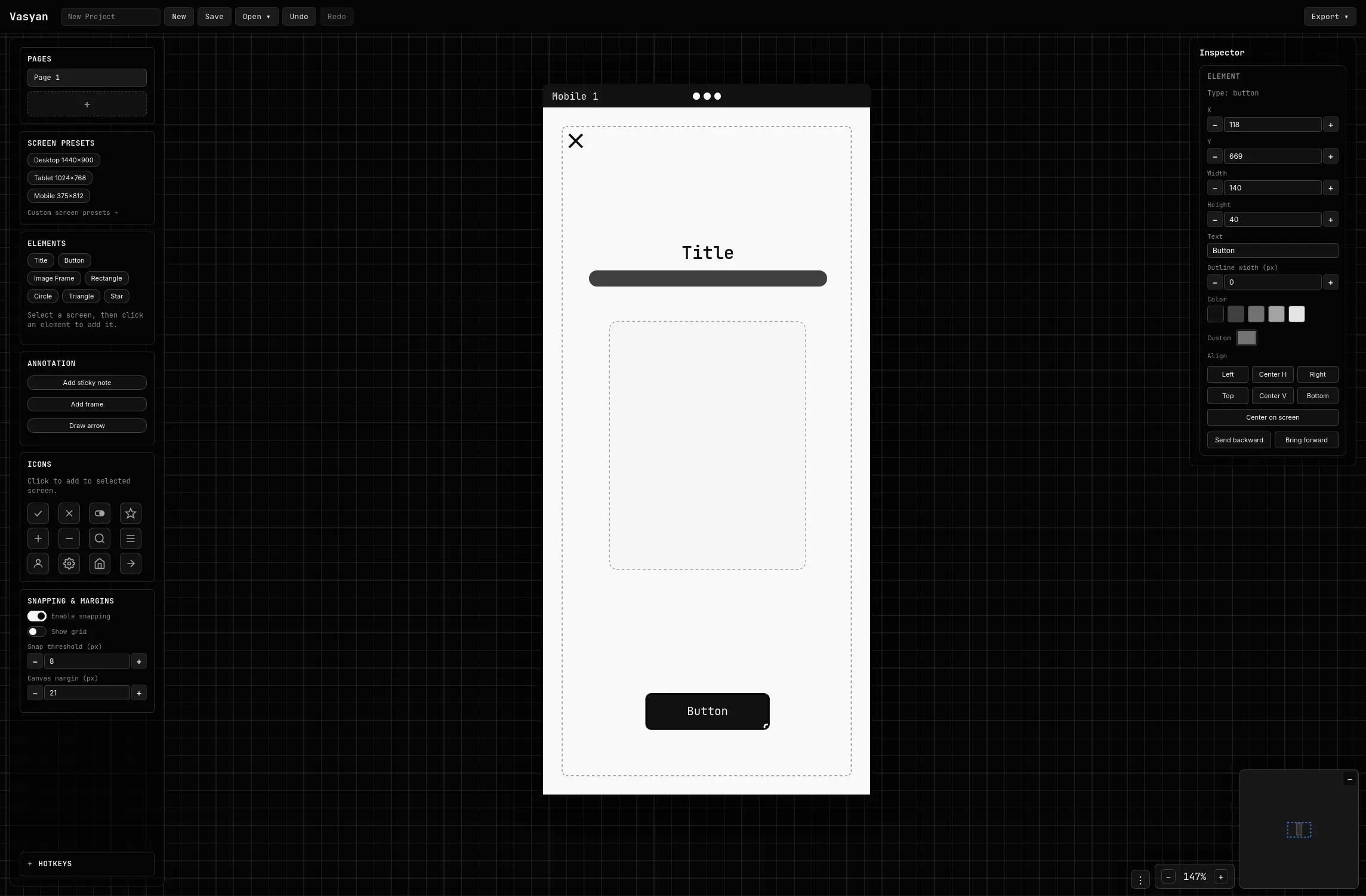Vasyan mobile screen